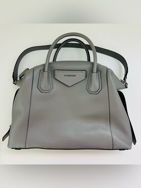 GIVENCHY Antigona Soft Medium Pearl Grey Leather Satchel